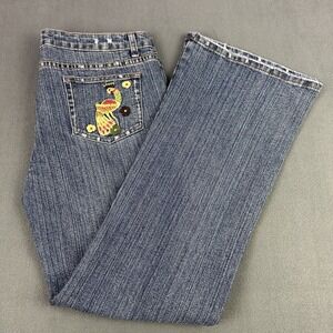 VTG Y2K Clash Jeans Wear Peacock Butterfly Floral Embroidered Denim Jeans NWT 15